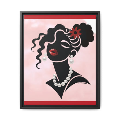 Pearls & Curls5 | Ruby Kiss - Framed Matte Canvas Art (black or white frame)