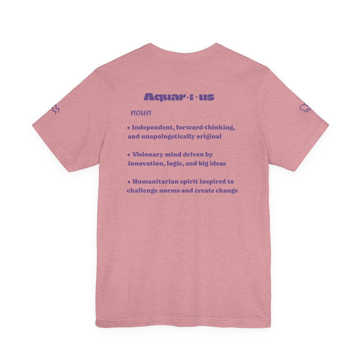 Aquarius | Word Art Graphic Tee (amethyst)-"Aquarius" Definition on Back