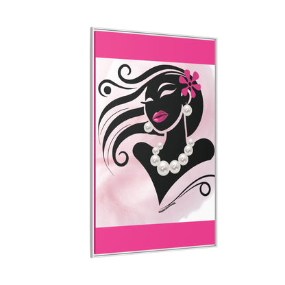 Pearls & Curls6 | Pink Pout - Framed Matte Canvas Art