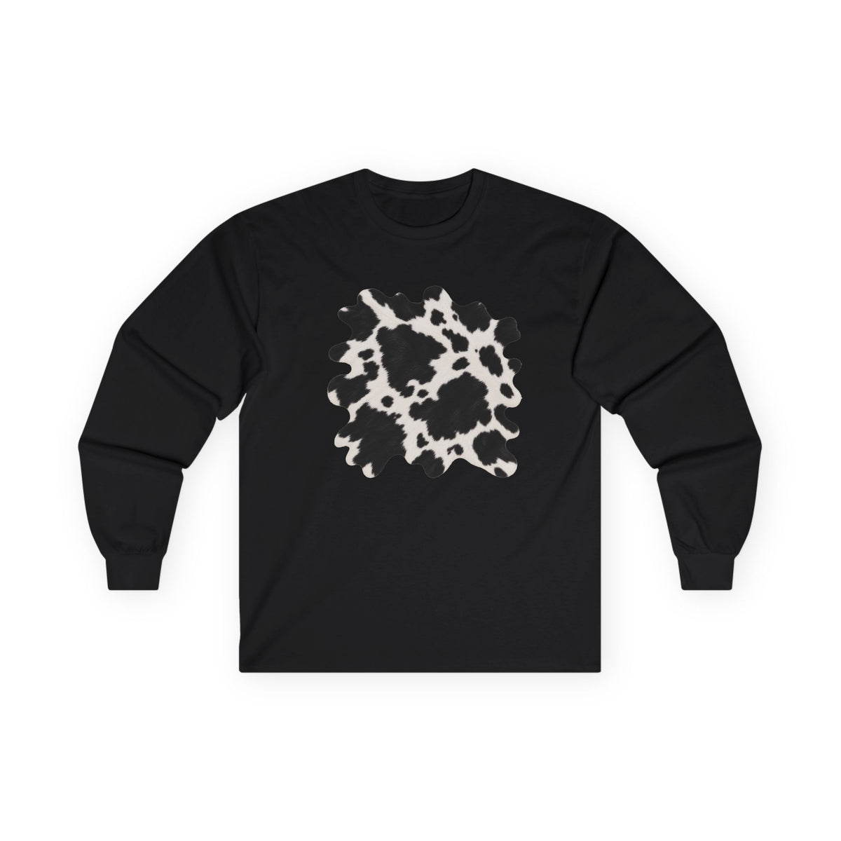 Cow | Black & White Cowhide Abstract Long Sleeve Tee