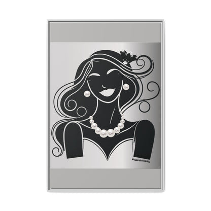 Pearls & Curls1 | Black and White - Framed Matte Canvas Art (black or white frame)