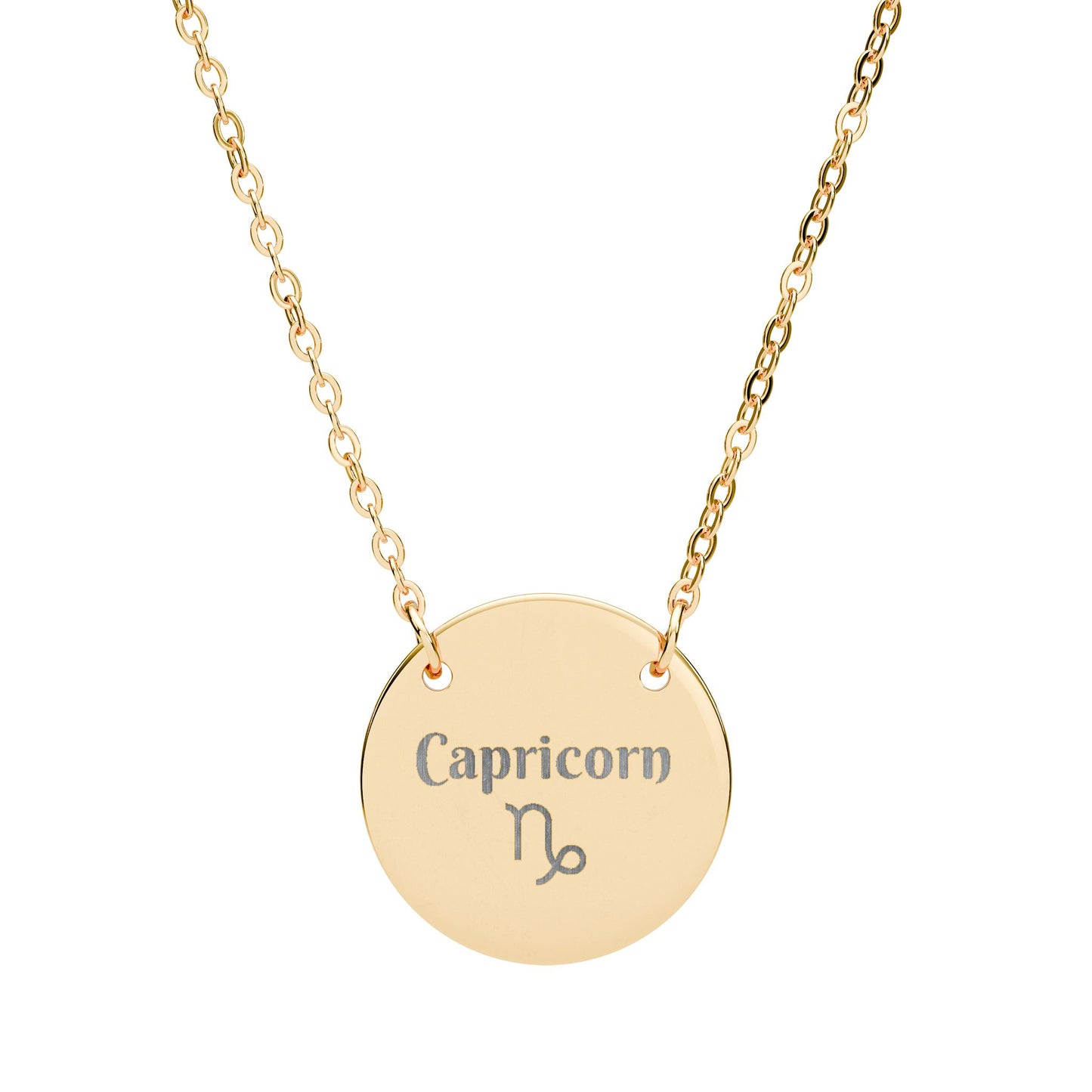 Capricorn | Medallion Glyph Necklace (18K gold/rose gold, stainless steel, rainbow/black PVD coating)