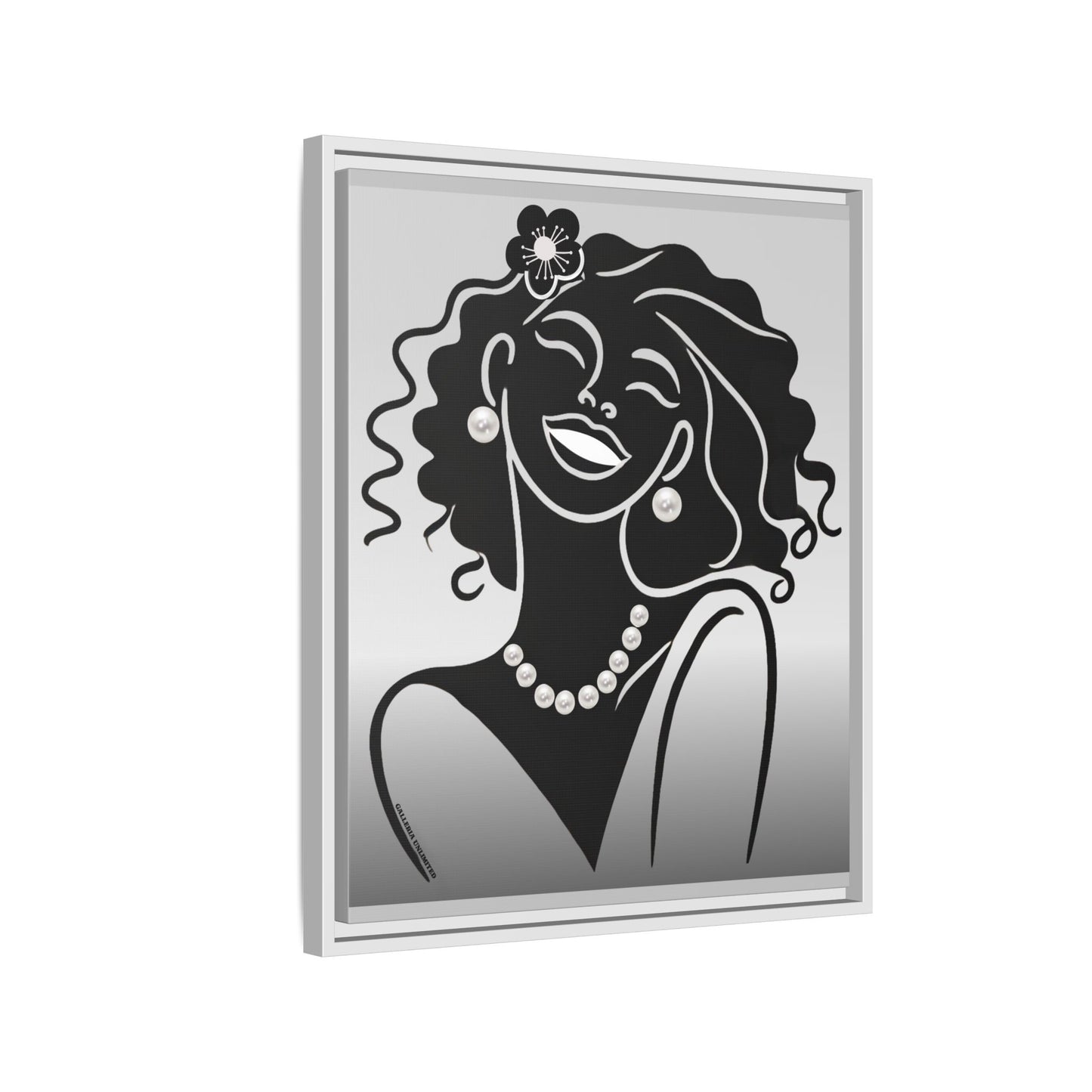 Pearls & Curls 2 | Black and White Framed Matte Canvas Wall Art (black or white frame)