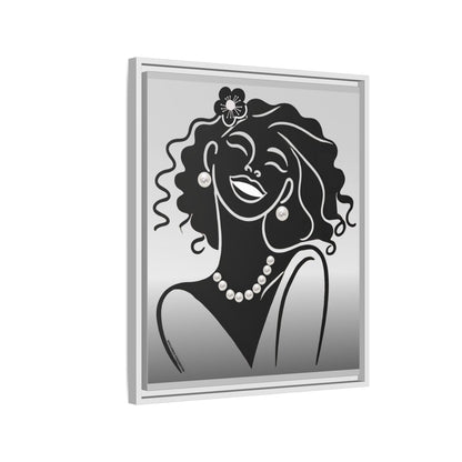 Pearls & Curls 2 | Black and White Framed Matte Canvas Wall Art (black or white frame)