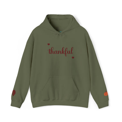The Thankful Edit1 | Maroon Embroidered Thankful Hoodie, maroon hearts (multiple colors)