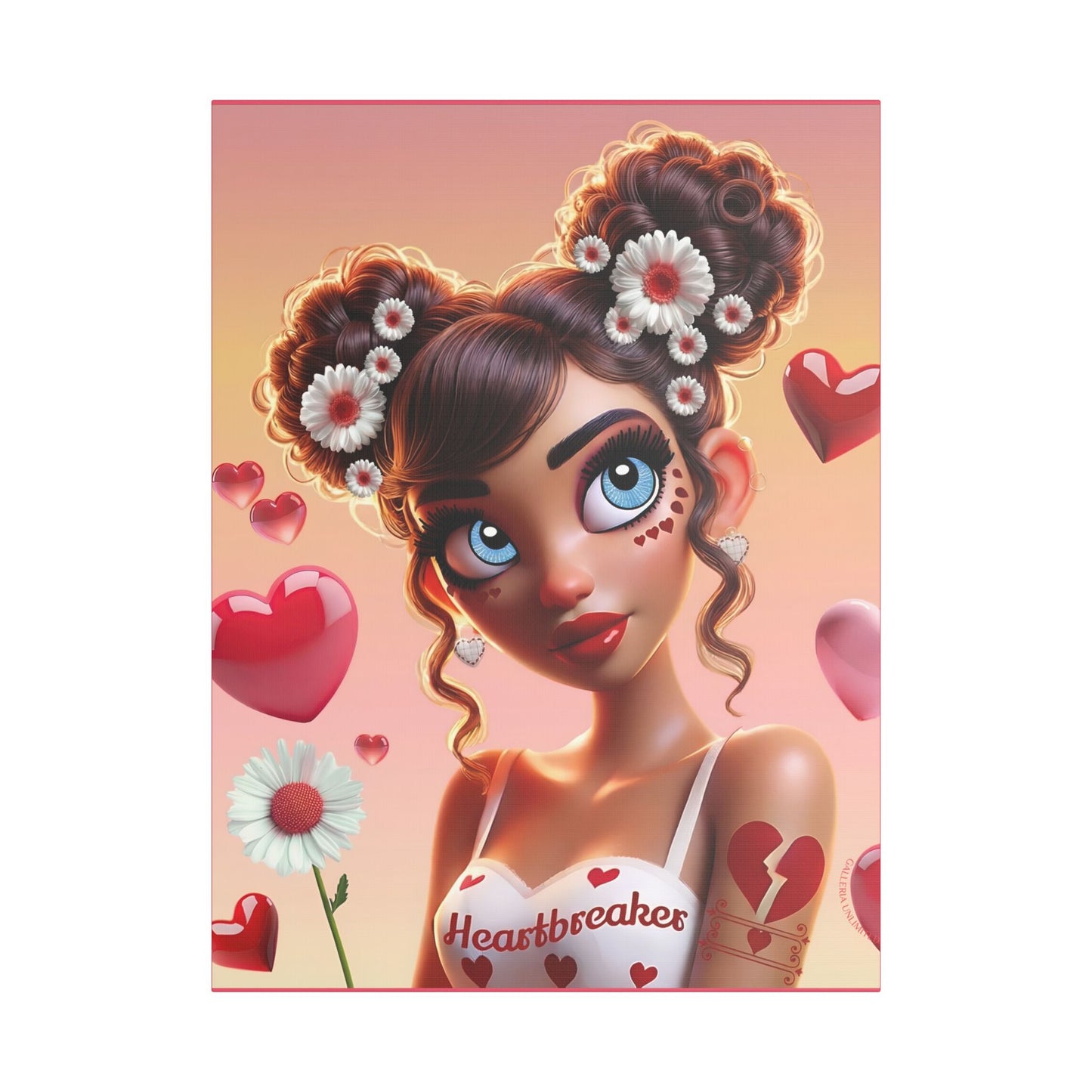 Heartbreaker 1 l Raspberry Satin Stretched Canvas Print