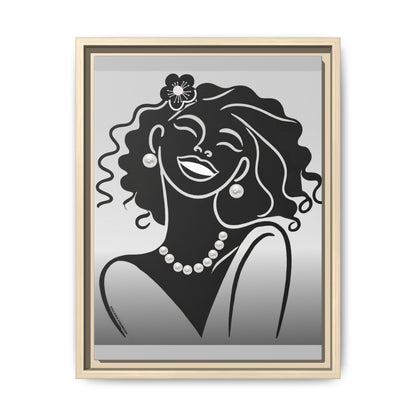 Pearls & Curls 2 | Black and White Framed Matte Canvas Wall Art (black or white frame)