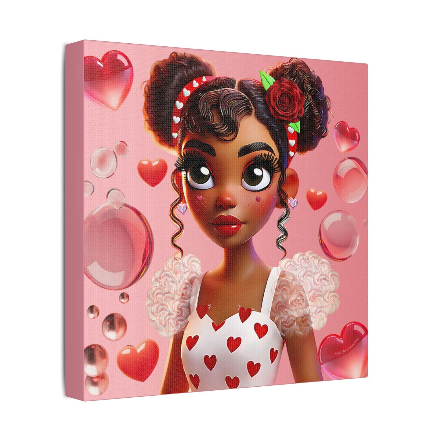 Heartbreaker Girl | Bubble Gum Satin Stretched Canvas Print