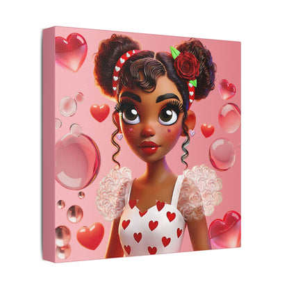 Heartbreaker Girl | Bubble Gum Satin Stretched Canvas Print