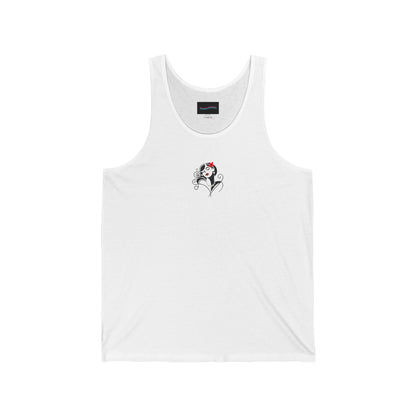 Pearls & Curls 4| Cherry Kiss White Jersey Tank