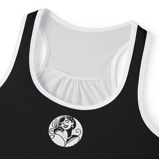 Pearls & Curls4 | Black - Plain Ringer Tank (black or white trim)