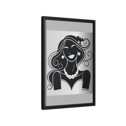 Pearls & Curls1 | Black and White - Framed Matte Canvas Art (black or white frame)