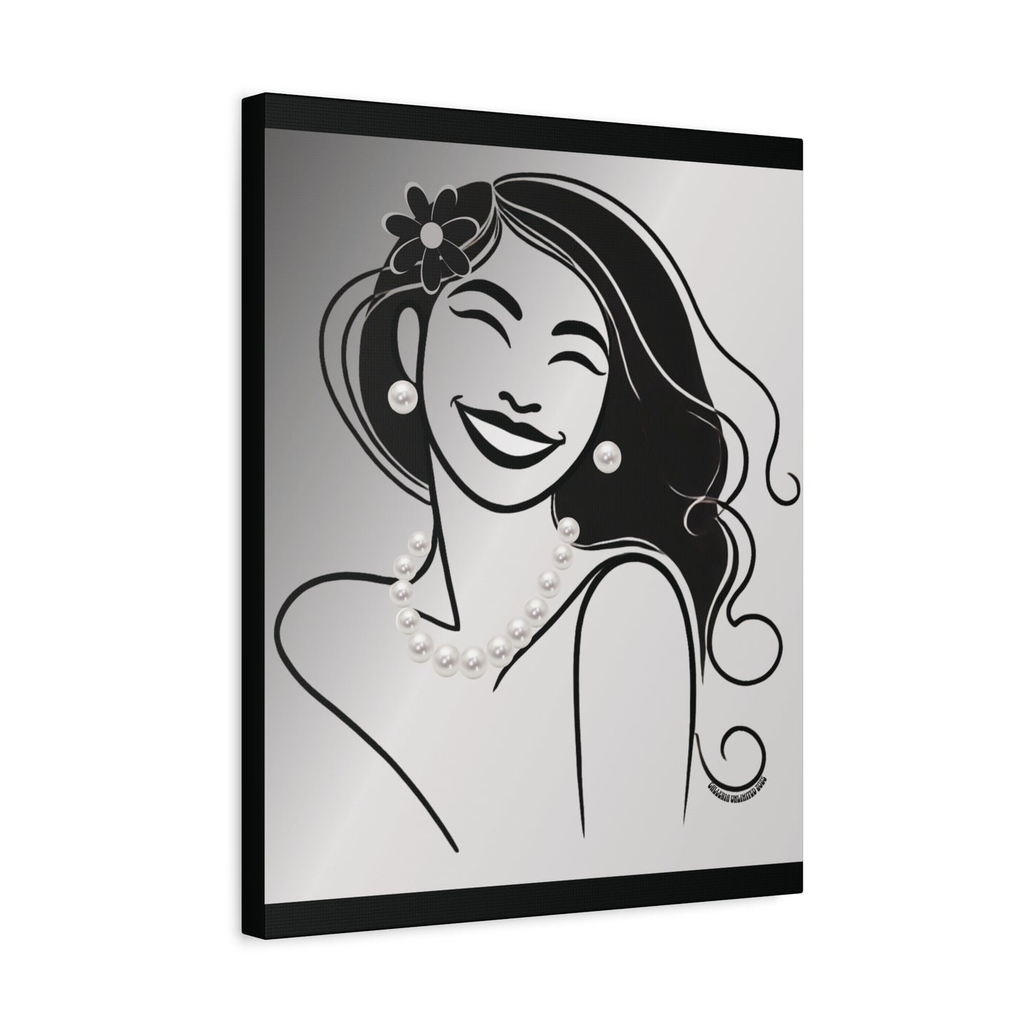 Pearls & Curls3 | Black and White Matte Canvas Print