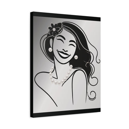 Pearls & Curls3 | Black and White Matte Canvas Print