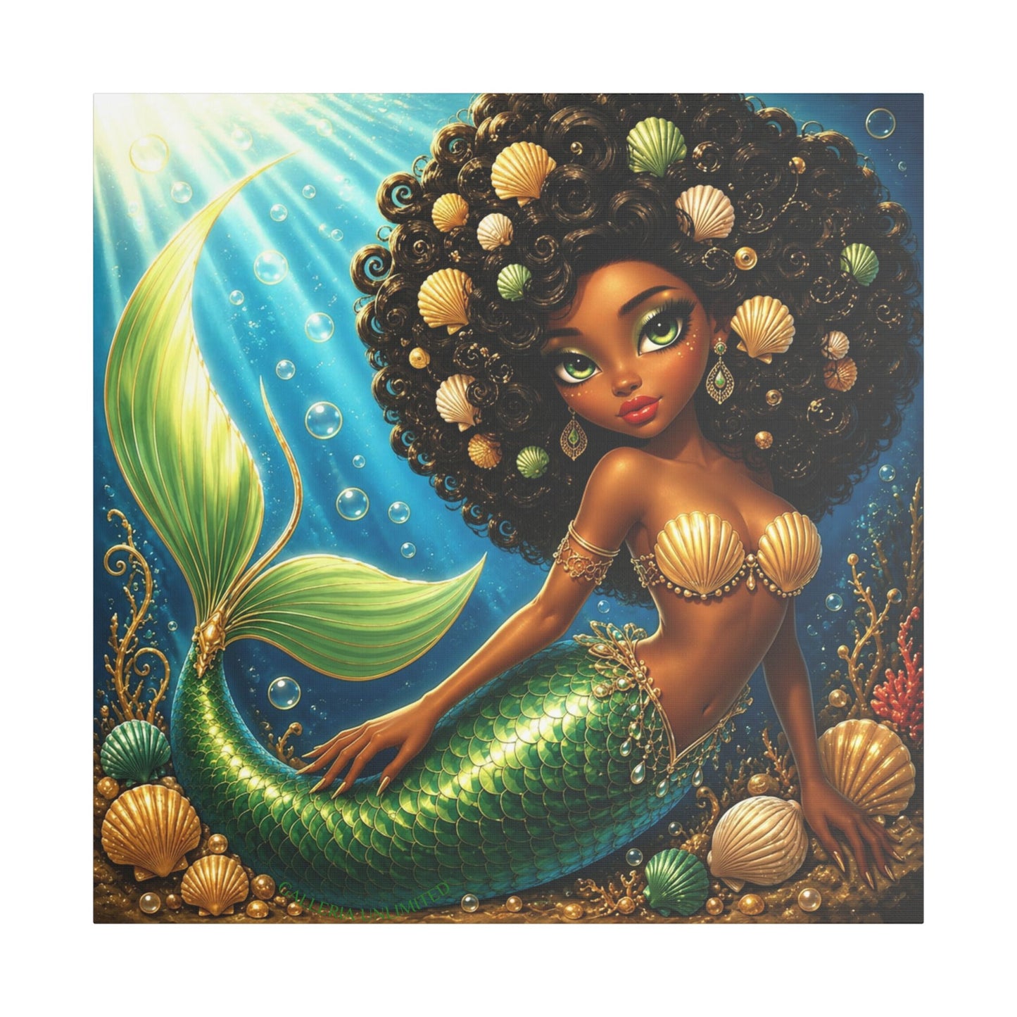 Sirens of the Gilded Sea | Jeweled Reef, Satin Stretched Canvas