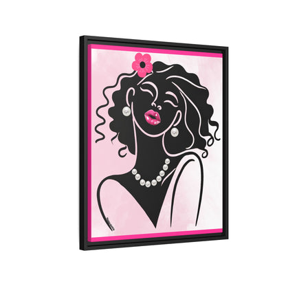 Pearls & Curls 2 | Pink Kiss Framed Matte Canvas Wall Art (black or white frame)