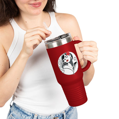 Pearls & Curls4 | Ruby Kiss - Insulated Travel Mug, 40oz (black, white, or red)