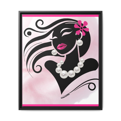 Pearls & Curls 6 | Candy Kiss Framed Matte Canvas Wall Art (black or white frame)