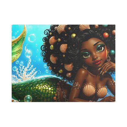 Sirens of the Gilded Sea | Blue Lagoon, Satin Stretched Canvas