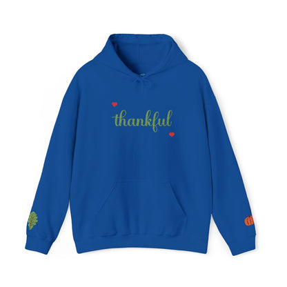 The Thankful Edit1 |Light Green Embroidered Thankful Hoodie, red hearts (multiple colors)