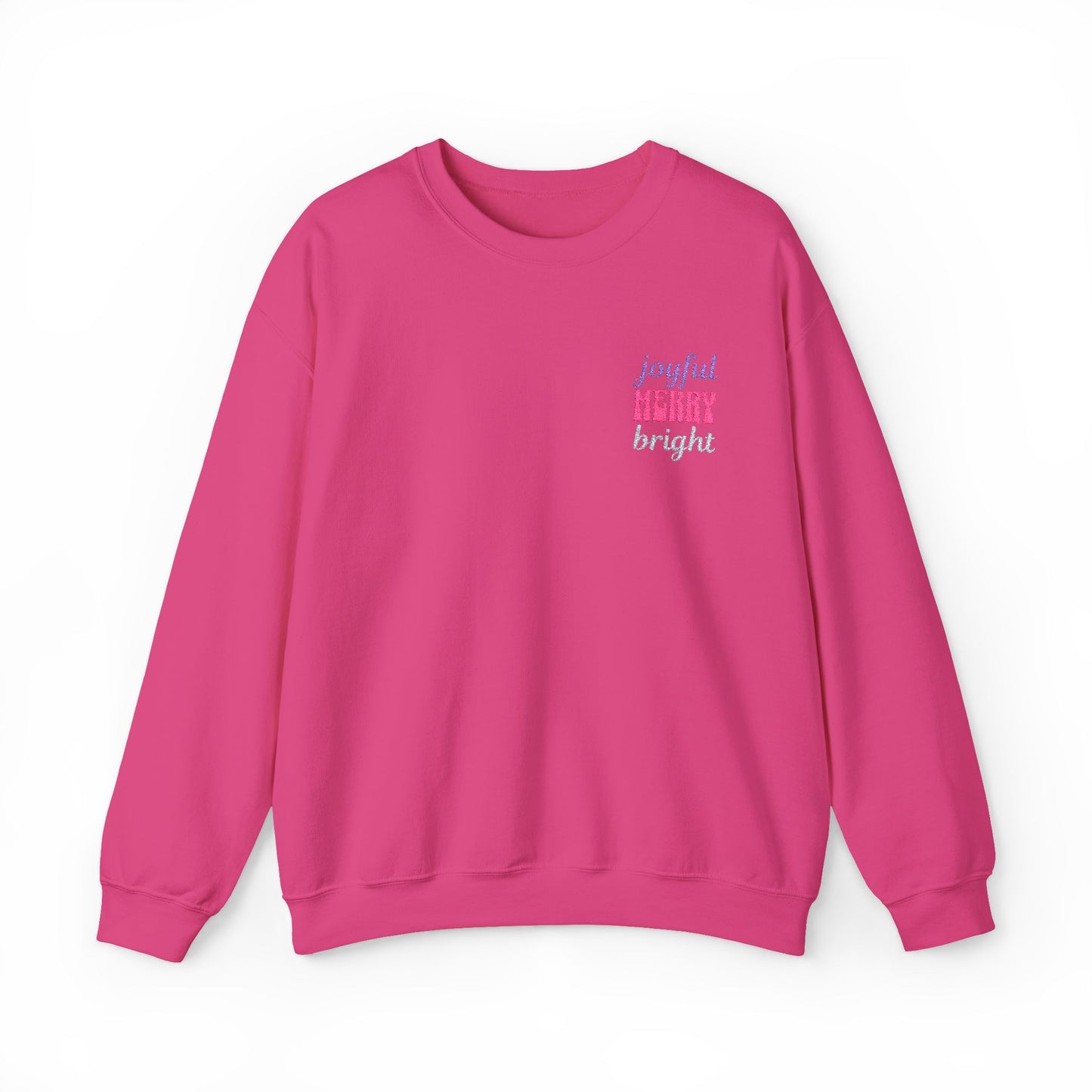 The Joyful Edit2 | Merry & Bright Embroidered Sweatshirt, PINK Palette (multiple colors)