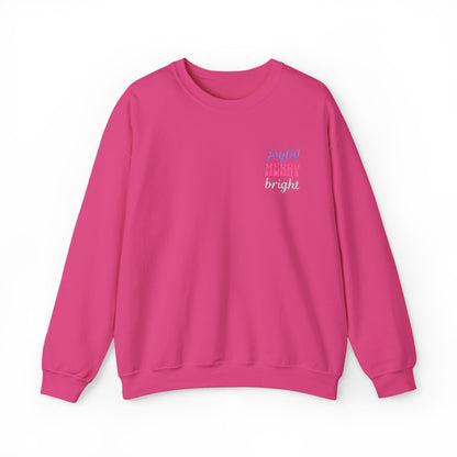 The Joyful Edit2 | Merry & Bright Embroidered Sweatshirt, PINK Palette (multiple colors)