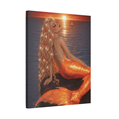 Gilded Sirens | Amber Horizon, Satin Stretched Canvas Print
