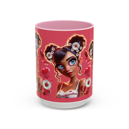 Heartbreaker 1 | Raspberry - Coffee Mug, two-tone, 15 oz (multiple handle colors)