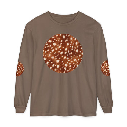 Deer | Fawn Spotted Circle Patch Long Sleeve Tee (Elbow Accents), multiple colors