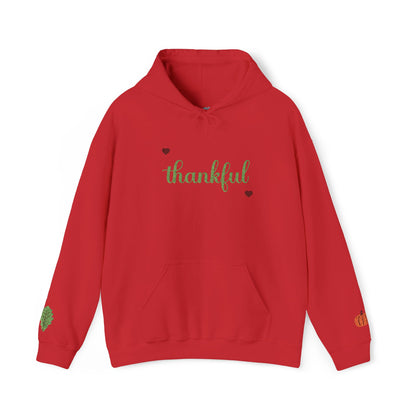 The Thankful Edit1 | Light Green Embroidered Thankful Hoodie, maroon hearts (multiple colors)