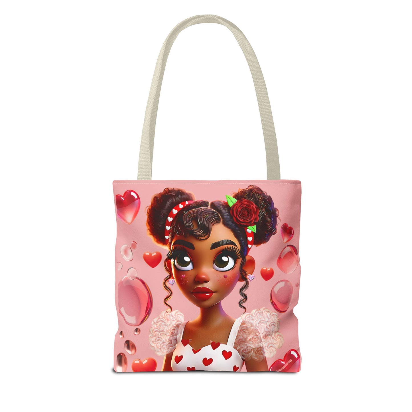 Heartbreaker Girl | Bubble Gum All -Over-Print Two-Tone Tote Bag (multiple strap colors)