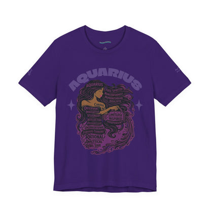 Aquarius | Word Art Graphic Tee (amethyst)-"Aquarius" Definition on Back