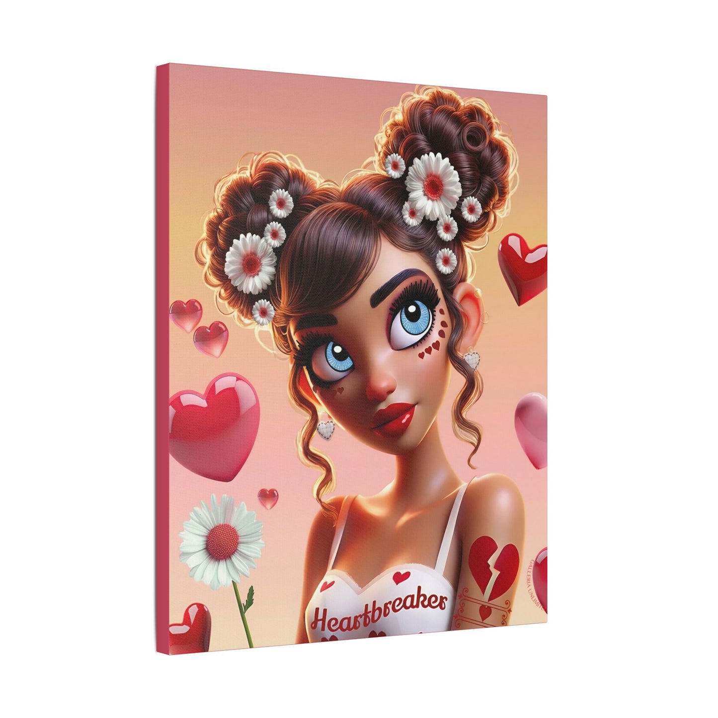 Heartbreaker 1 l Raspberry Satin Stretched Canvas Print