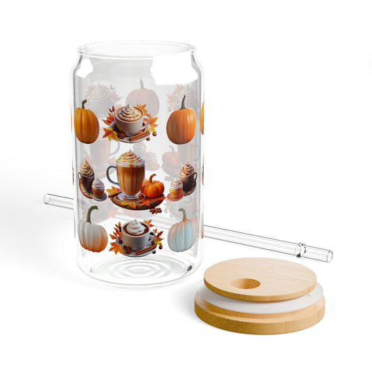 The Cozy Edit2 - Pumpkin Latte Sipper Glass, 16oz