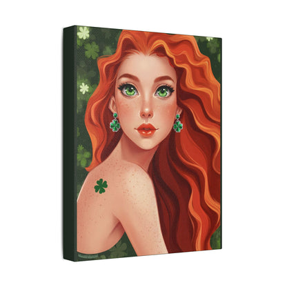 Clovers 1 | Emerald Whisper in Green, Stretched Satin Canvas Print