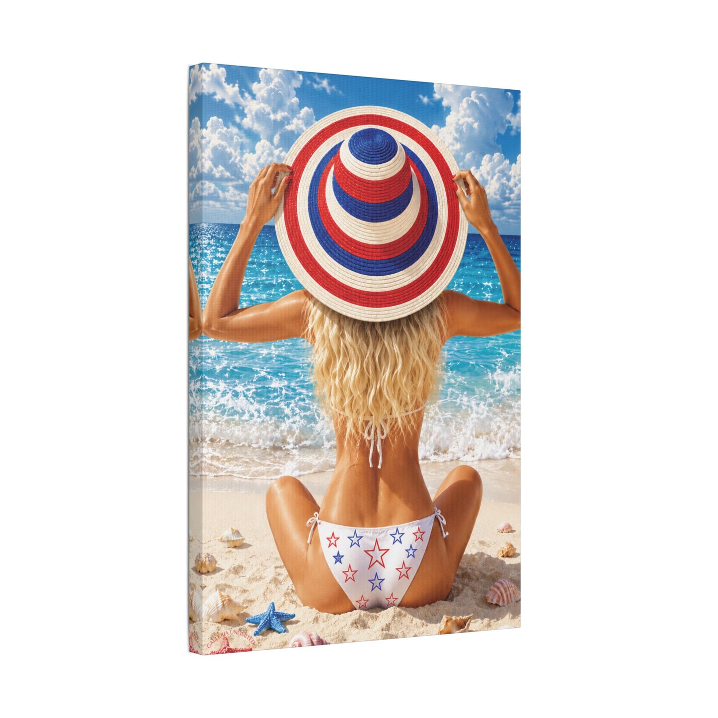 Stars, Stripes, & Sunlight | Coastal Blonde, Satin Canvas, Stretched