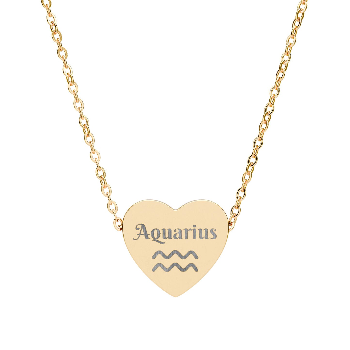 Aquarius | Heart Glyph Necklace (18K gold/rose gold, stainless steel, rainbow/black PVD coating)