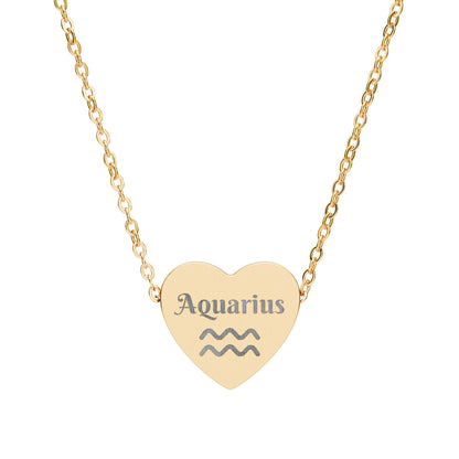 Aquarius | Heart Glyph Necklace (18K gold/rose gold, stainless steel, rainbow/black PVD coating)