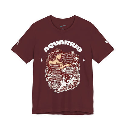 Aquarius| Word Art Graphic Tee2 (garnet)--"Aquarius" Definition on Back