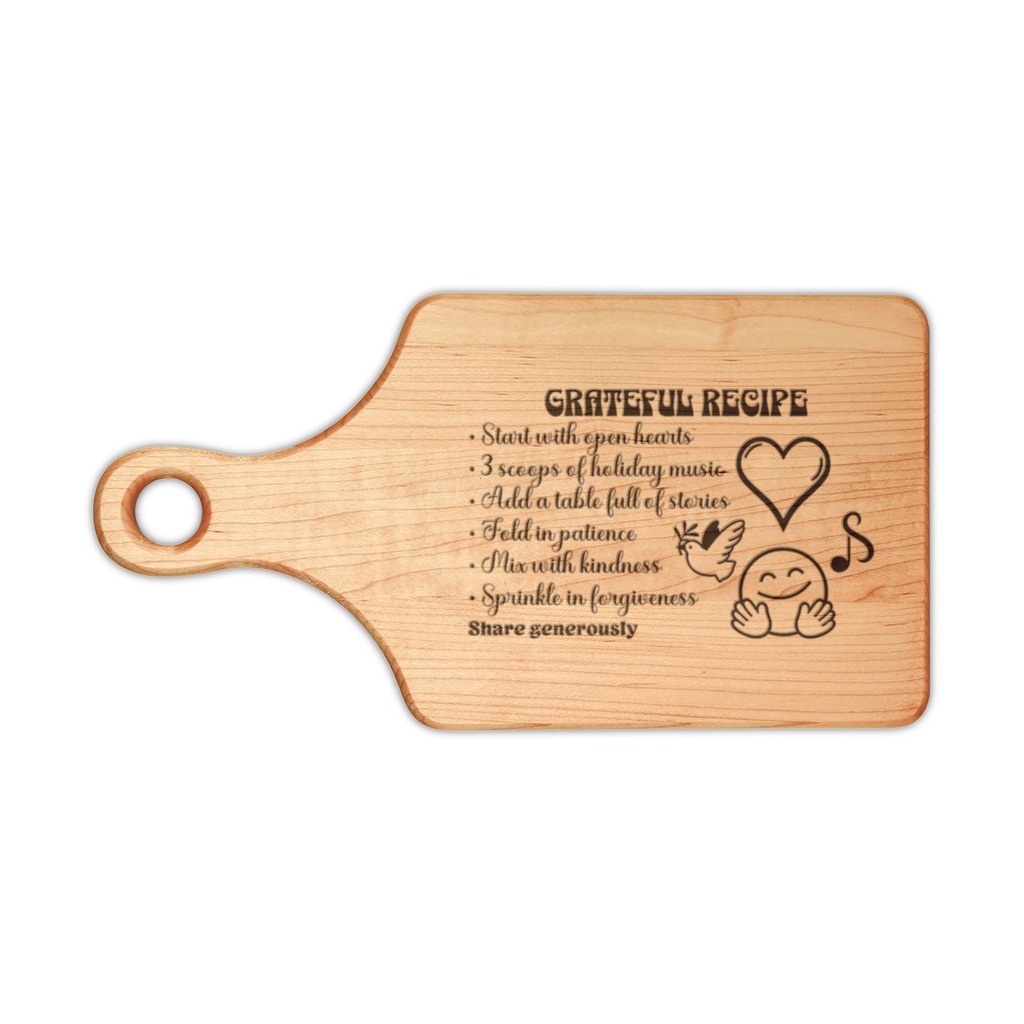 The Cozy Edit4 | "Grateful Recipe" Engraved Wooden Cutting Board (maple or walnut)