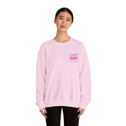 The Joyful Edit2 | Merry & Bright Embroidered Sweatshirt, PINK Palette (multiple colors)