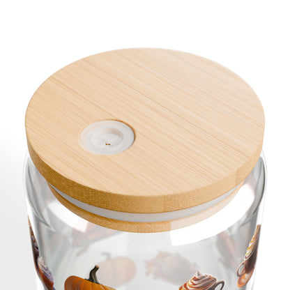 Harvest Haze 0 | Pumpkin Latte Fall Sipper Glass – 16oz Autumn Pumpkin Spice Tumbler with Straw
