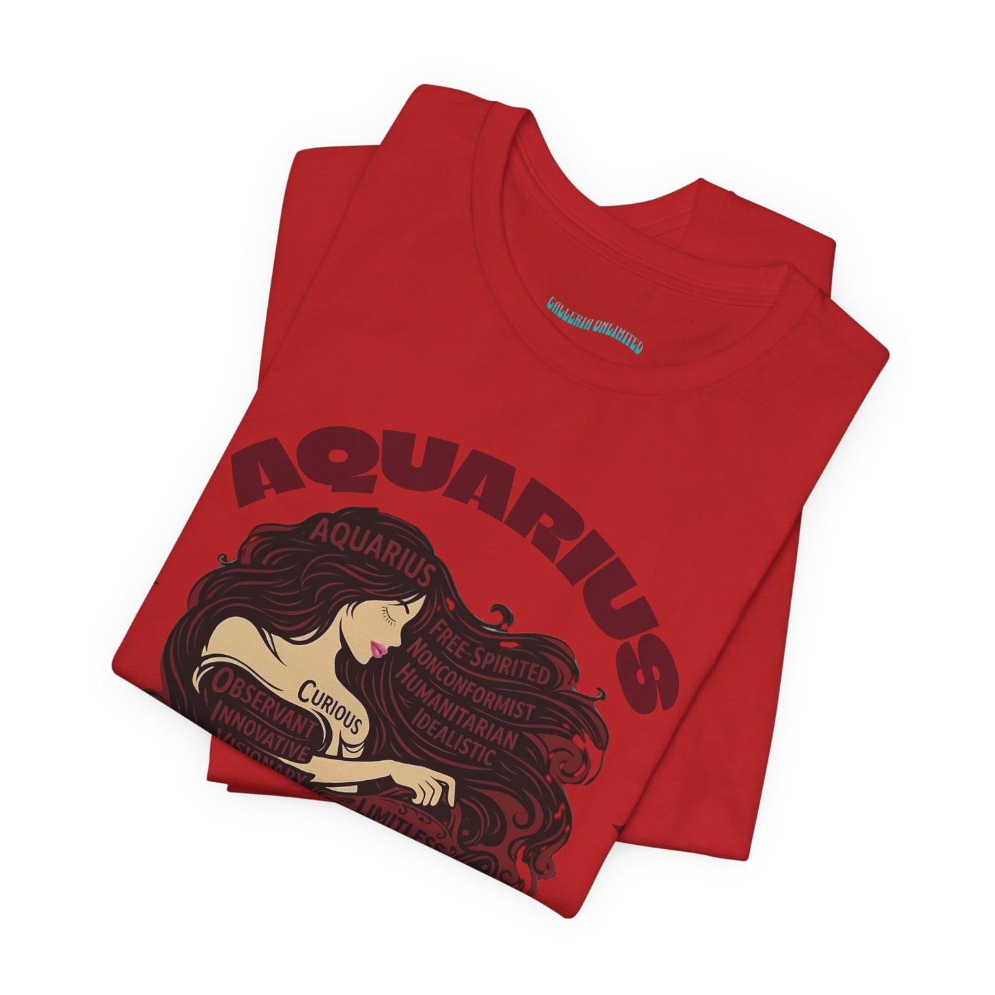 Aquarius| Word Art Graphic Tee2 (garnet)--"Aquarius" Definition on Back