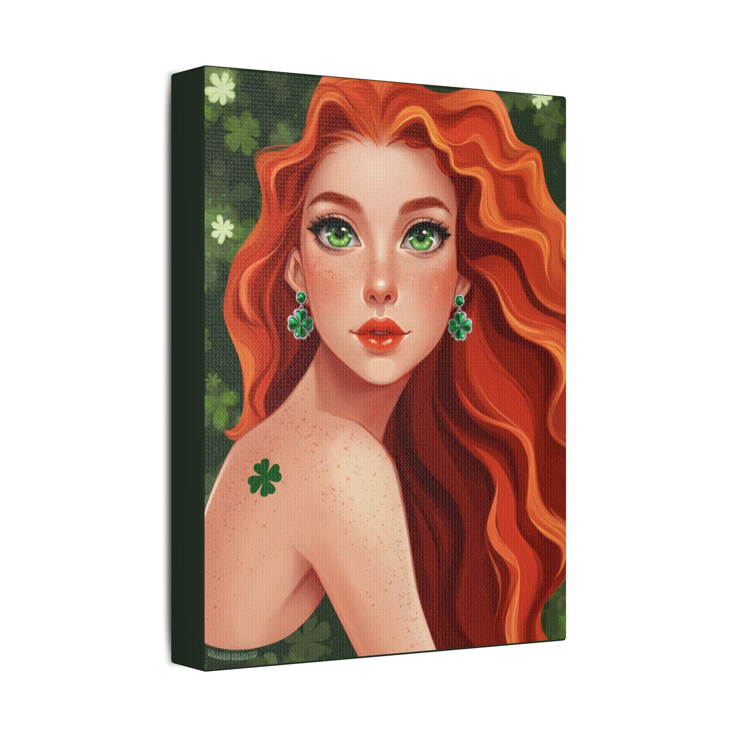 Clovers 1 | Emerald Whisper in Green, Stretched Satin Canvas Print