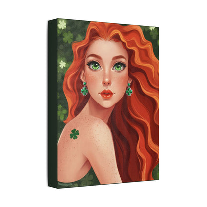 Clovers 1 | Emerald Whisper in Green, Stretched Satin Canvas Print