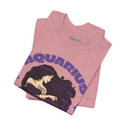 Aquarius | Word Art Graphic Tee2 (amethyst)-"Aquarius" Definition on Back