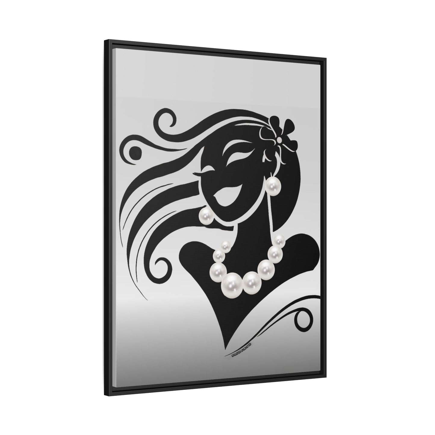 Pearls & Curls 6 | Black and White Framed Matte Canvas Wall Art (black or white frame)