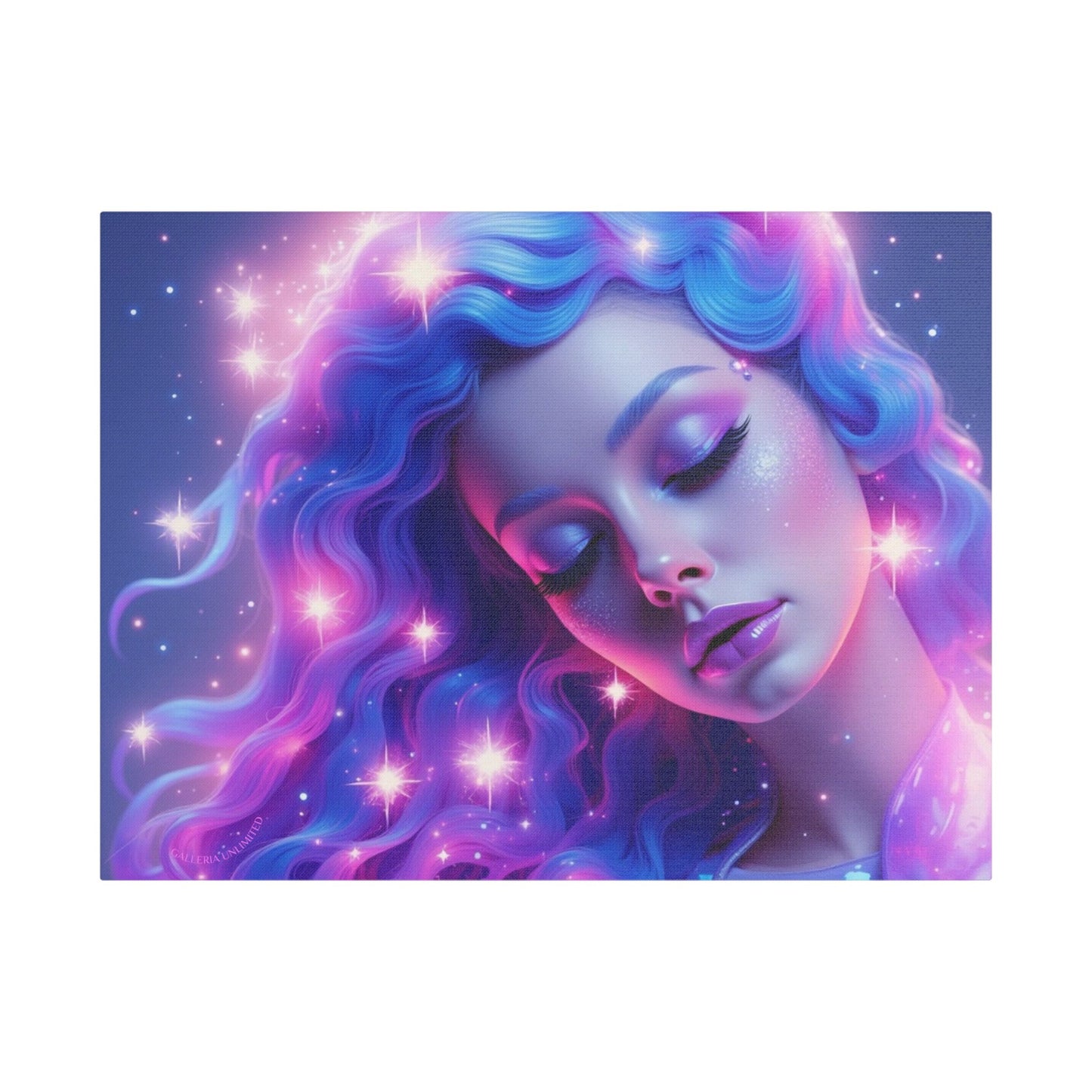 Winter Fantasy 2 | Dreamy Neon Muse Satin Stretched Canvas Print