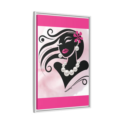 Pearls & Curls6 | Pink Pout - Framed Matte Canvas Art