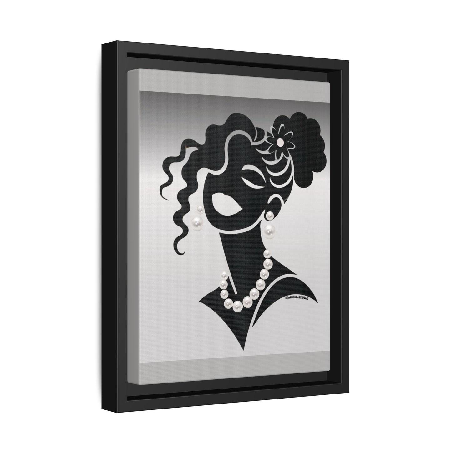 Pearls & Curls5 | Black and White - Framed Matte Canvas Art (black or white frame)